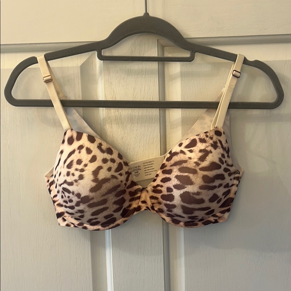 Soma Leopard Print Bra - Cream and Brown Size 34D, never worn